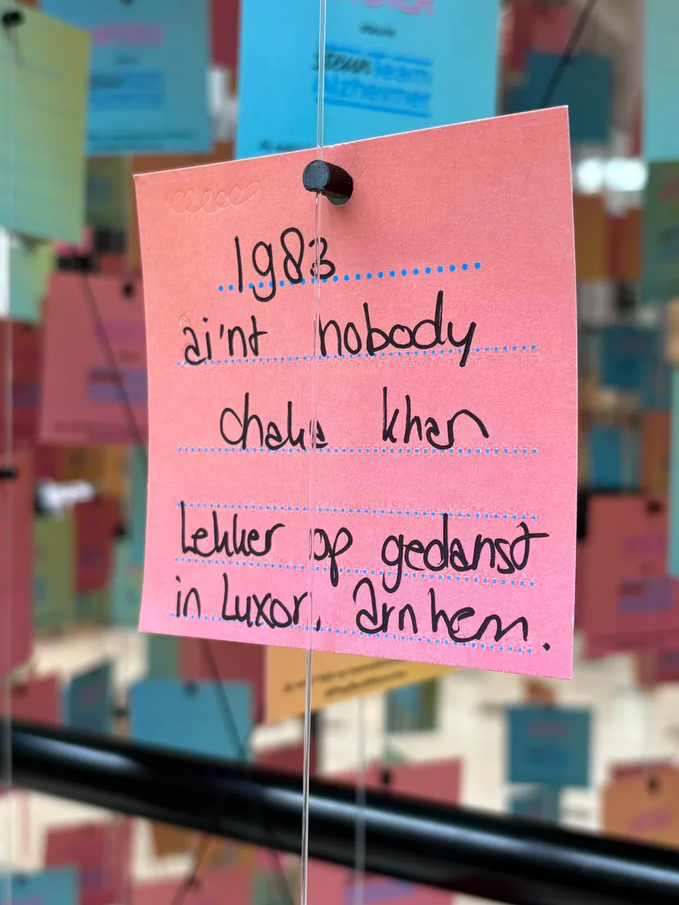 A handwritten Hitster card recalling a dance memory connected to Chaka Khan's Ain't Nobody