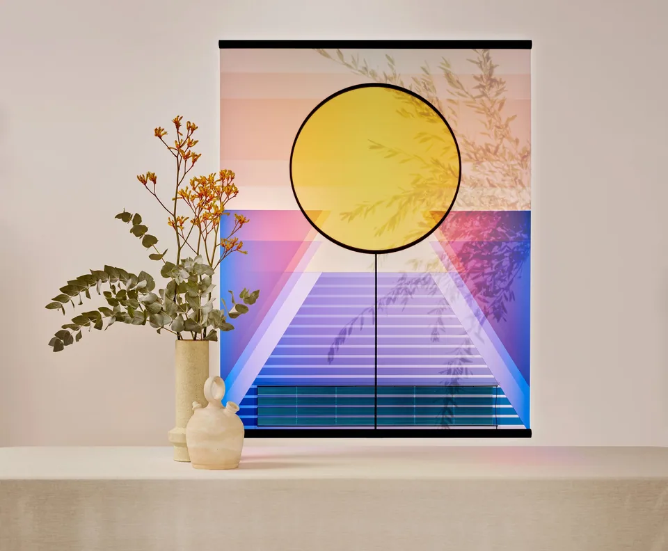 RA solar tapestry in daylight with its circular light switched off
